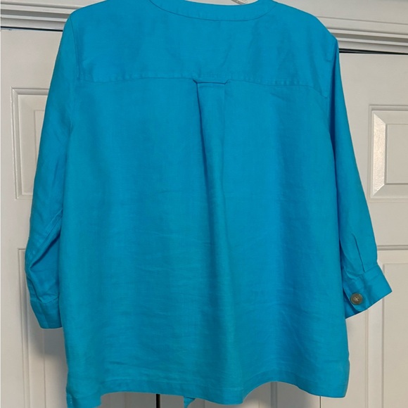 John Mark linen turquoise top - Picture 3 of 6